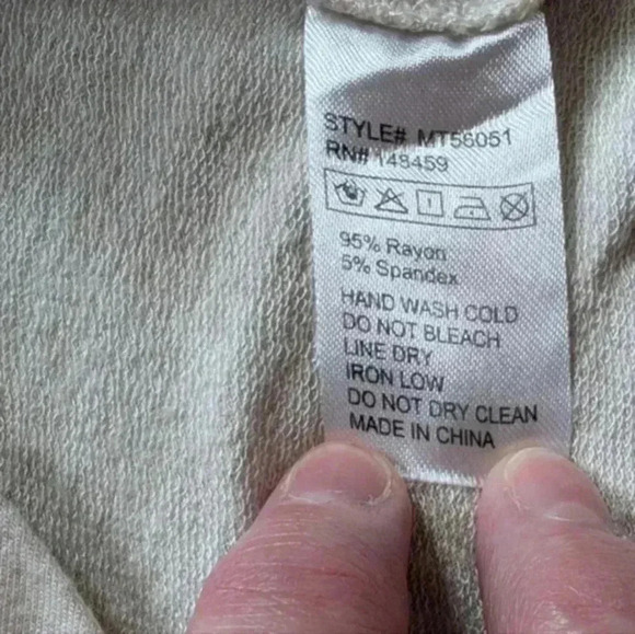 Anthropologie Maronie Dress Oatmeal V Neck Elbow Sleeves Oversized Women's L - Picture 9 of 11